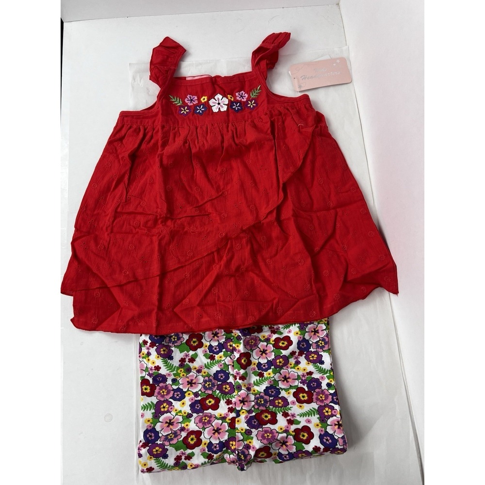 Kids Headquarters Girls Embroidered Floral Legging Set Size 6X